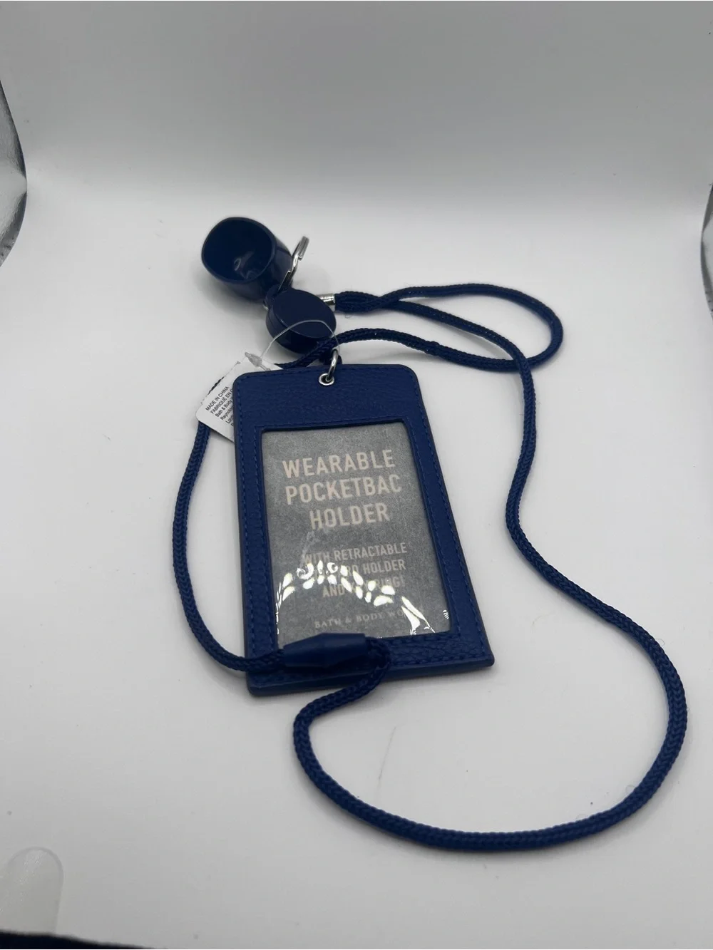 Bath & Body Works Wearable PocketBac Holder Navy Lanyard ID Badge NWT